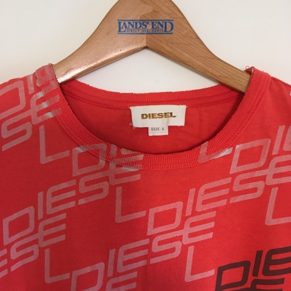 VTG Diesel Coral Spell Out Graphic All Over Print T-Shirt Womens Sz L Y2K - Picture 2 of 13